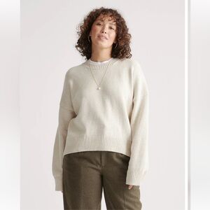 Quince 100% organic cotton boyfriend crew in “soft pink”